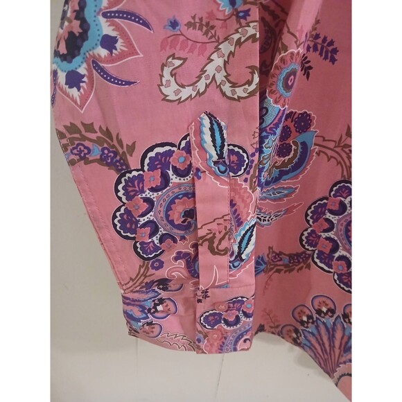 Bamboo Traders Paisley Hippie Psychedelic Long Sleeve Button Shirt Womens Medium - Picture 4 of 4